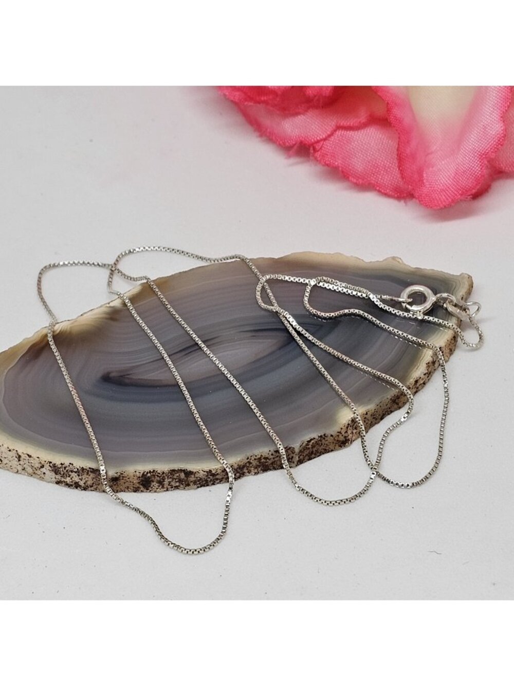 FAS 925 Sterling Silver Box Chain Necklace 18" Long Dainty Fine Layering Jewelry